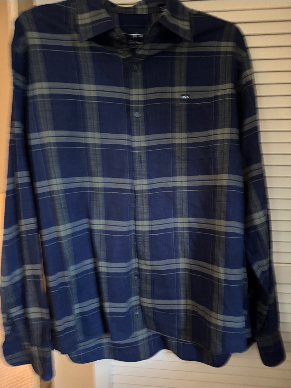 Casual Men's Navy Plaid Button-Down Shirt